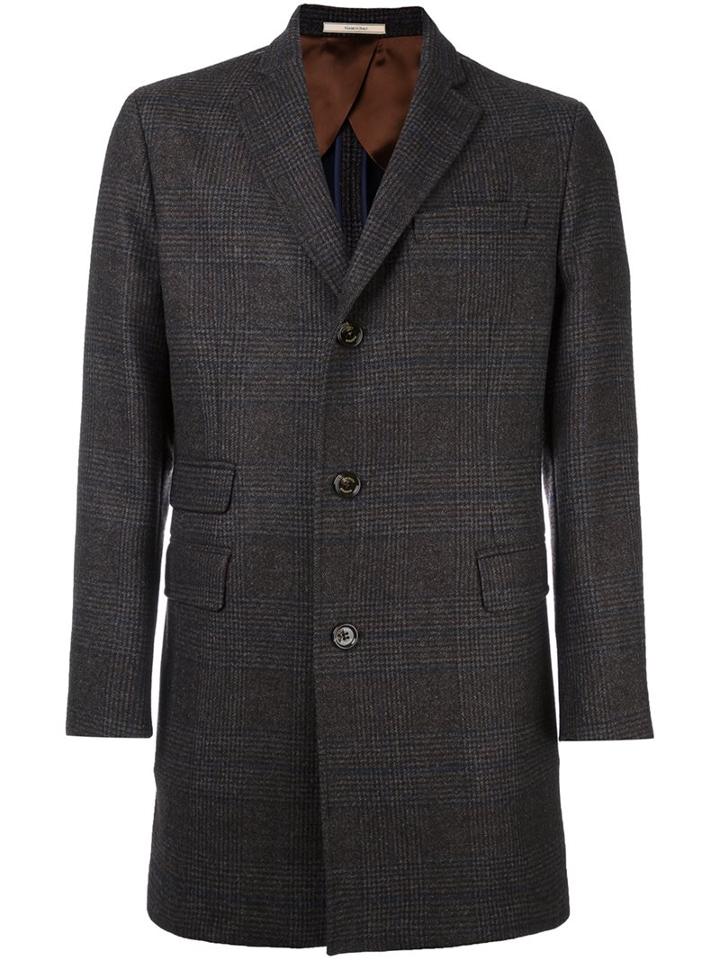Hackett Multi-check Single Breasted Coat