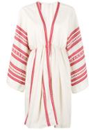 Celia Dragouni - Embroidered Kaftan Mini Dress - Women - Cotton - Xs/s, Nude/neutrals, Cotton