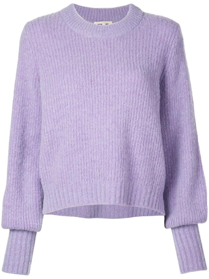Baum Und Pferdgarten Billow Sleeve Ribbed Jumper - Purple