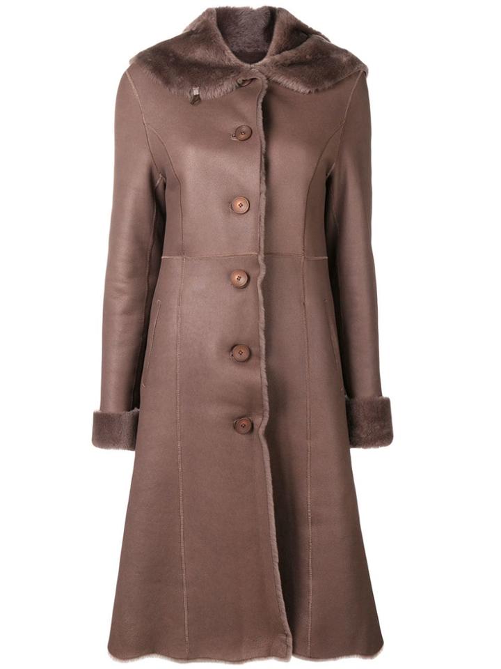 Liska Fur Trim Trench Coat - Brown