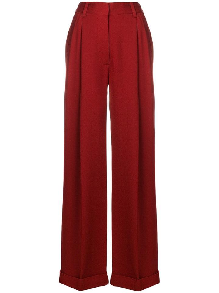 3.1 Phillip Lim Pleated Wide Leg Trousers - Red