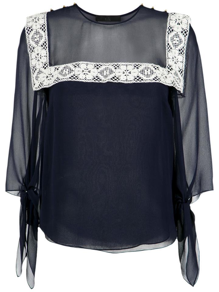 Nk Lace Insert Blouse - Blue