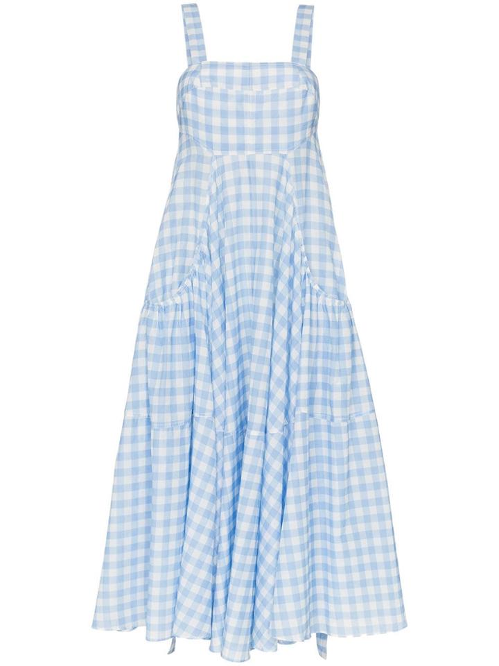 Lee Mathews Clara Gingham Print Apron Sundress - Blue
