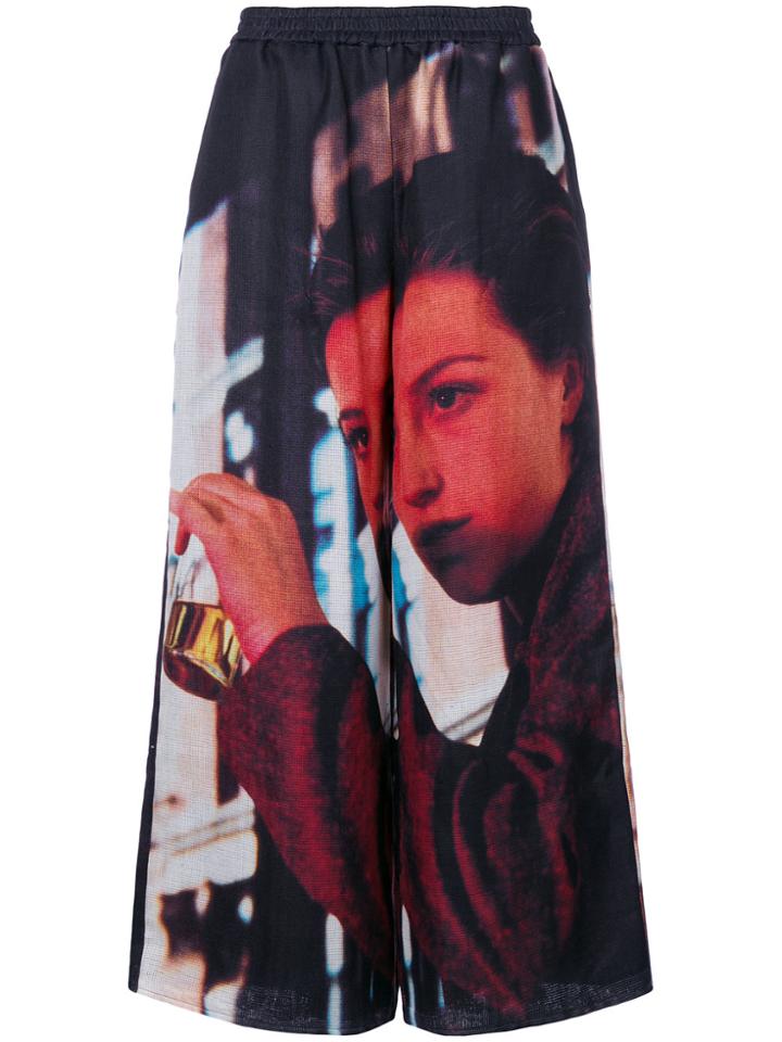 Undercover Photographic Print Palazzo Trousers - Black