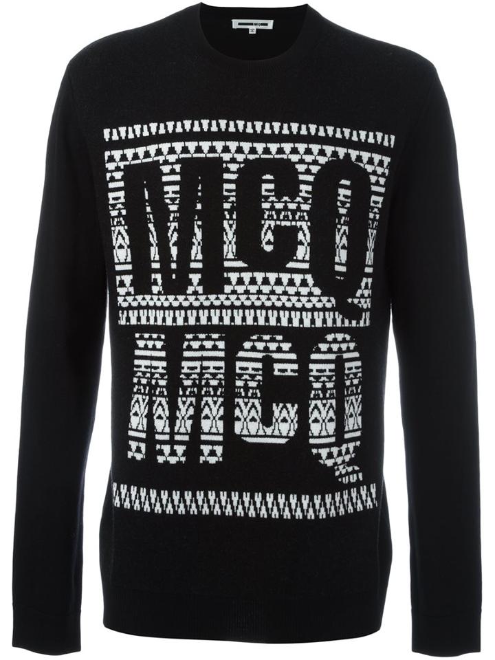 Mcq Alexander Mcqueen Fair Isle Logo Jumper, Men's, Size: Xl, Black, Wool