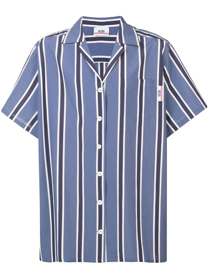 Gcds Striped Boxy Shirt - Blue