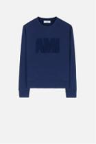 Ami Alexandre Mattiussi Textured Logo Sweatshirt, Men's, Size: Medium, Blue, Cotton