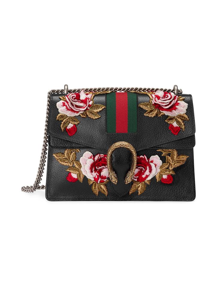Gucci Black Embroidered Dionysus Shoulder Bag