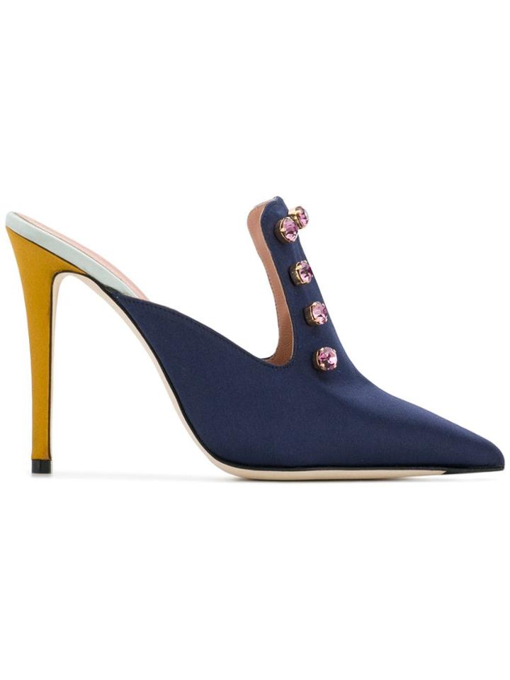 Marco De Vincenzo Embellished Mules - Blue