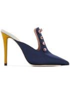Marco De Vincenzo Embellished Mules - Blue