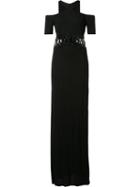 Yigal Azrouel Cold Shoulder Lace Up Gown, Women's, Size: 2, Black, Spandex/elastane/viscose