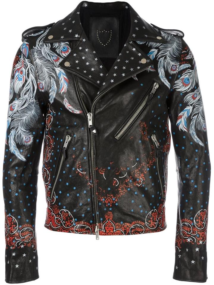 Htc Hollywood Trading Company 'paisley' Jacket, Men's, Size: Large, Black, Sheep Skin/shearling/viscose