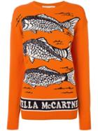 Stella Mccartney Fishes Instarsia Jumper, Women's, Size: 44, Yellow/orange, Virgin Wool