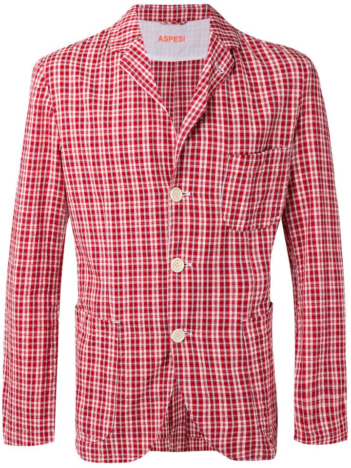 Aspesi - Checkered Blazer - Men - Cotton - L, Red, Cotton