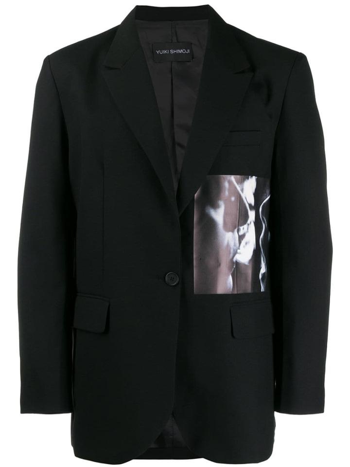 Yuiki Shimoji Graphic Print Blazer - Black
