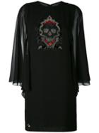 Philipp Plein - Skull Appliqué Dress - Women - Polyester - M, Black, Polyester