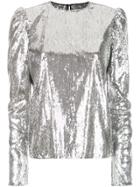 Philosophy Di Lorenzo Serafini Sequinned Puff-sleeve Blouse - Grey