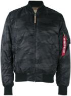 Alpha Industries Camouflage Bomber Jacket - Black