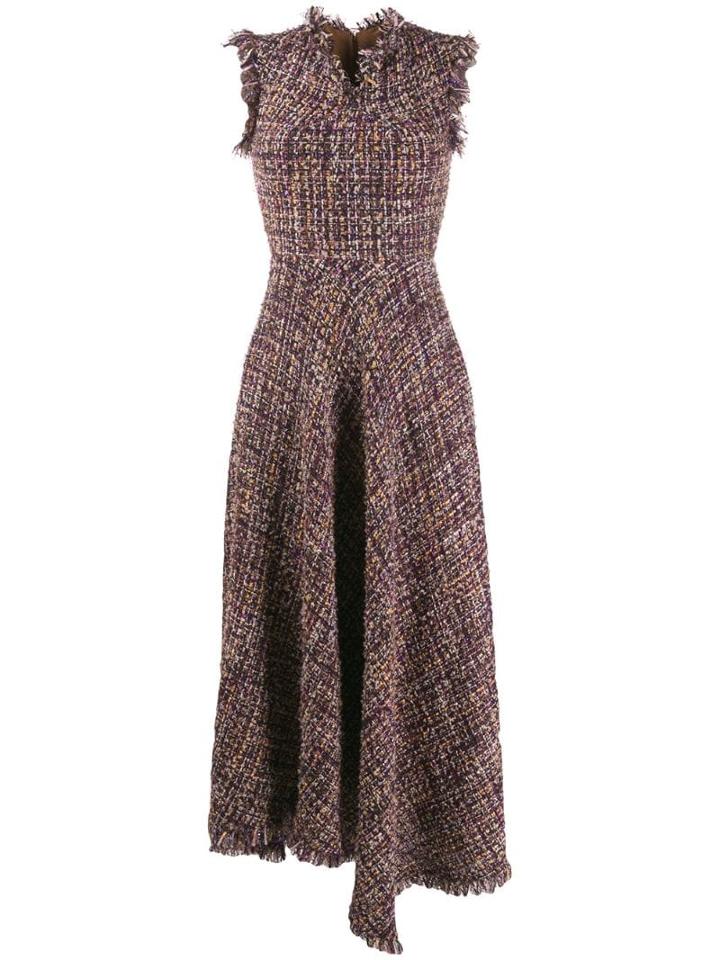 Talbot Runhof Asymmetric Tweed Dress - Neutrals