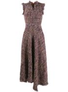 Talbot Runhof Asymmetric Tweed Dress - Neutrals