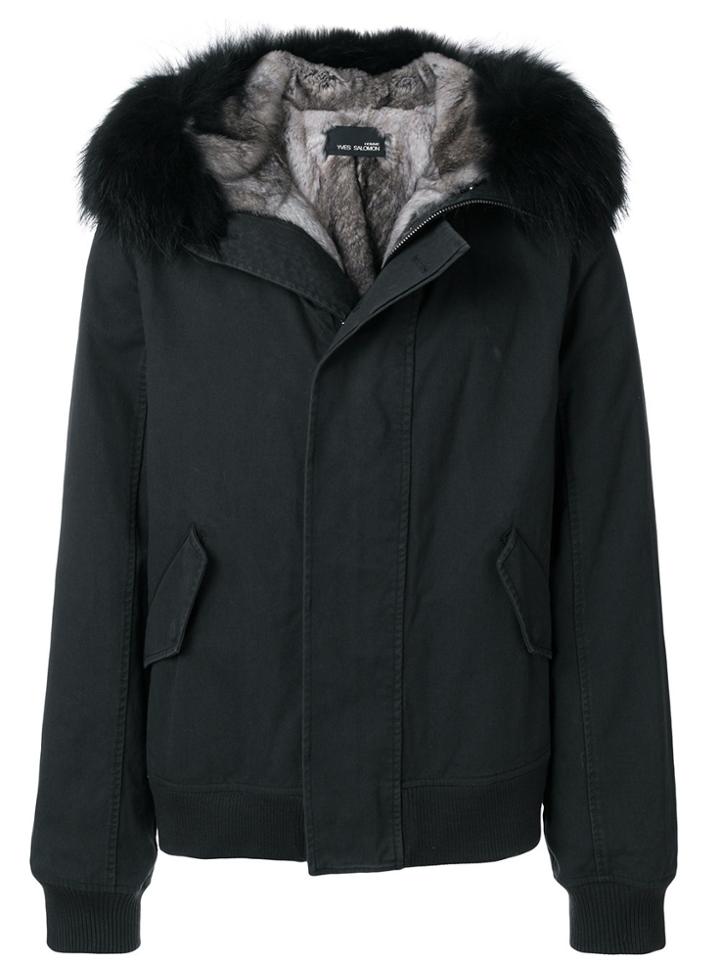 Yves Salomon Fur Hooded Jacket - Green