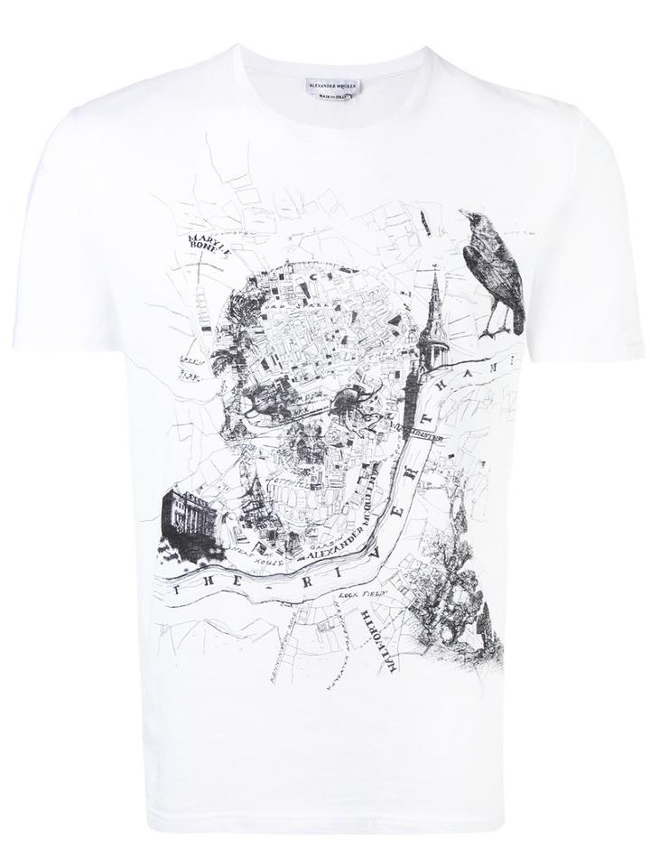 Alexander Mcqueen - White London Map Skull T Shirt - Men - Cotton - Xxl, Cotton