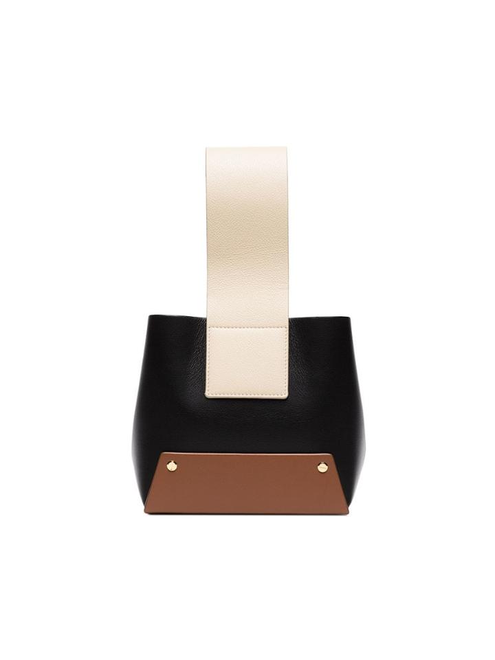 Yuzefi Black, Brown And Beige Tab Leather Bucket Bag