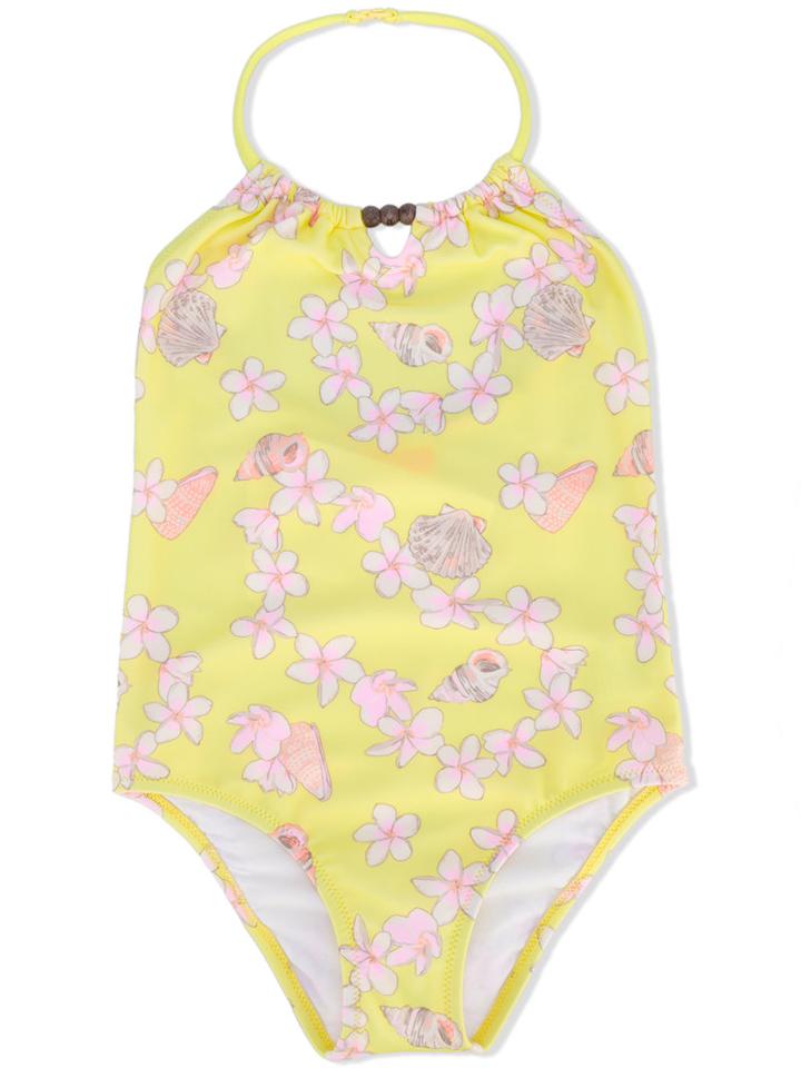Sunuva - Floral Print Swimsuit - Kids - Polyamide/spandex/elastane - 11 Yrs, Yellow/orange