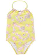 Sunuva - Floral Print Swimsuit - Kids - Polyamide/spandex/elastane - 11 Yrs, Yellow/orange
