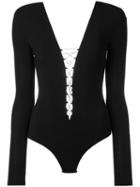 T By Alexander Wang - Lace Up Bodysuit - Women - Spandex/elastane/modal - L, Black, Spandex/elastane/modal