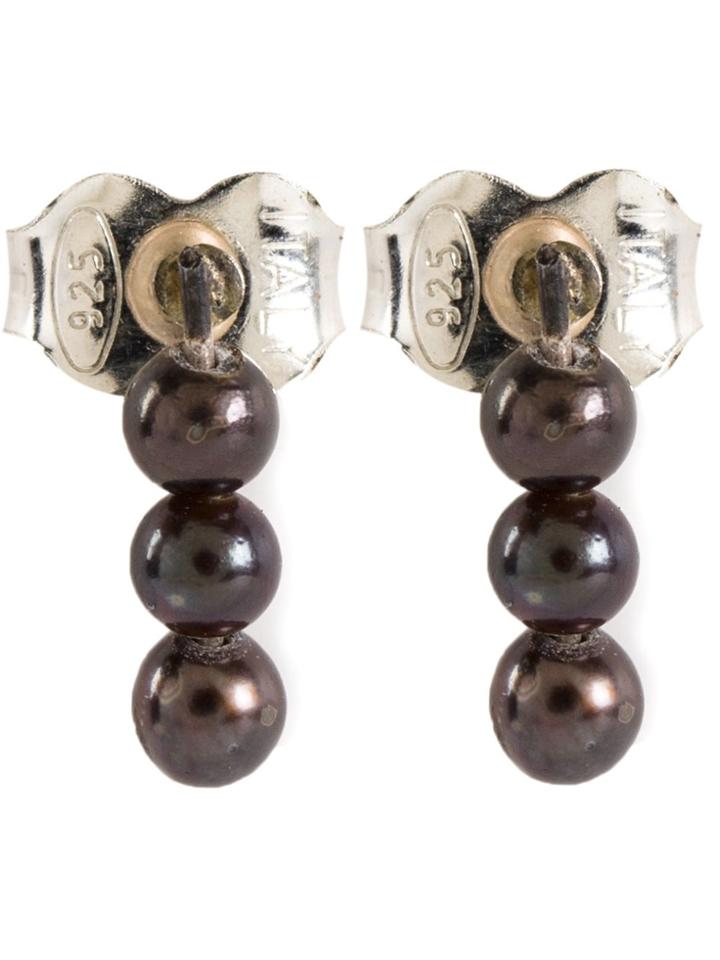 Henson Akoya Pearl Stud Earrings - Metallic
