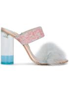 Sophia Webster Skye Sandals With Fluffy Strap And Sequin Detail - Blue