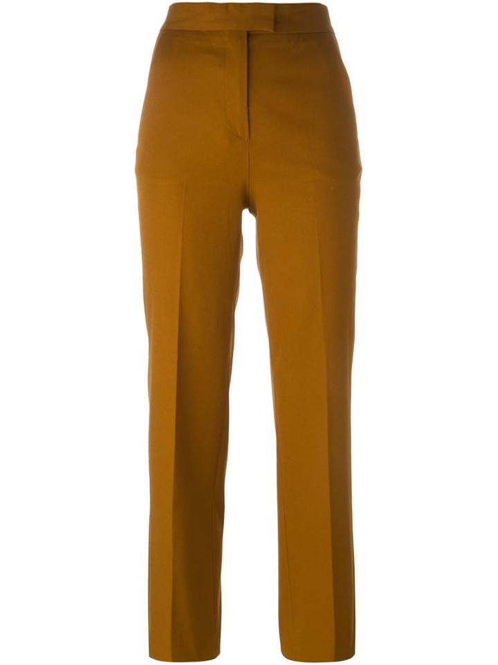 Msgm Cropped Tailored Trousers, Women's, Size: 42, Brown, Cotton/spandex/elastane/polyester