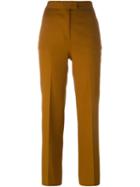 Msgm Cropped Tailored Trousers, Women's, Size: 42, Brown, Cotton/spandex/elastane/polyester