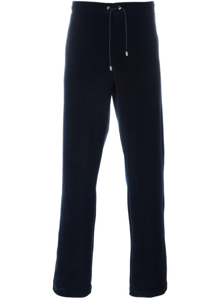Versace Straight Leg Track Pants, Men's, Size: Large, Blue, Cotton/polyamide/lamb Skin