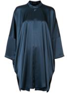 Baja East Mandarin Neck Tunic Shirt, Women's, Blue, Triacetate/polyethylene