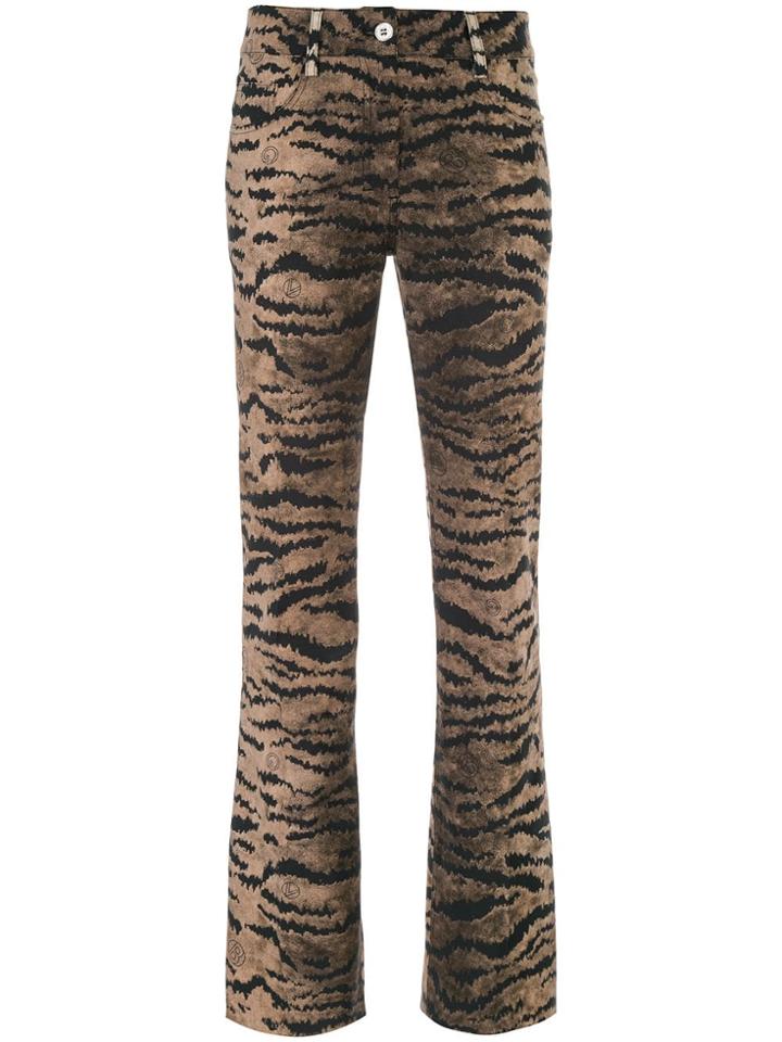 Giambattista Valli Tiger Print Flare Trousers - Brown