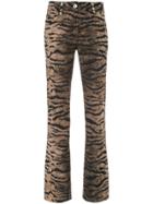 Giambattista Valli Tiger Print Flare Trousers - Brown