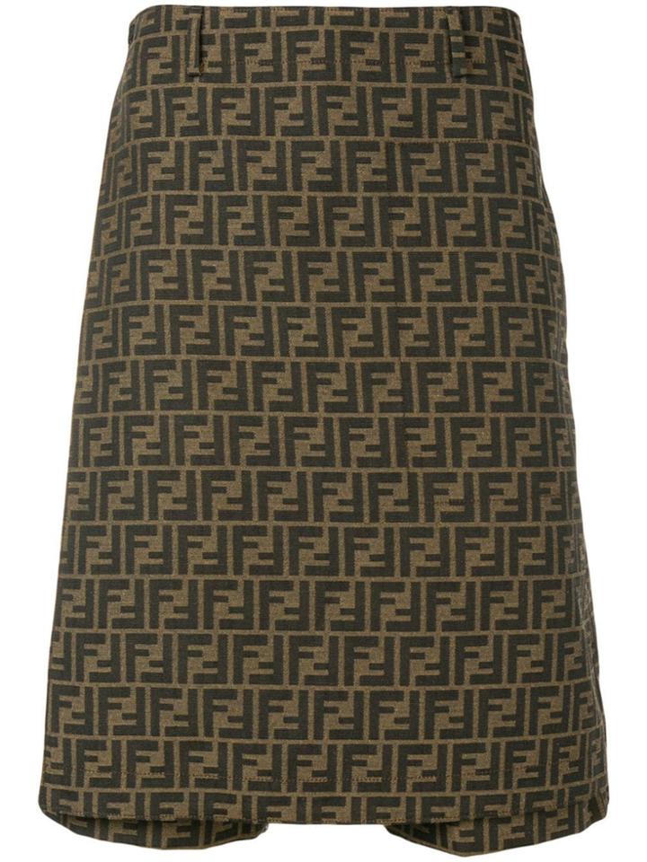 Fendi Ff Motif Print Long-line Skort - Brown