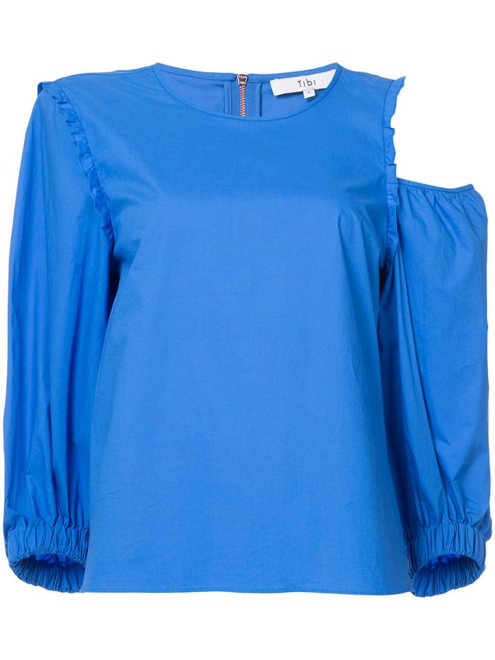 Tibi - Cut-out Detail Blouse - Women - Cotton - 6, Blue, Cotton