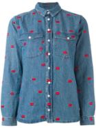 Zoe Karssen Lips Denim Shirt, Women's, Size: Small, Blue, Cotton