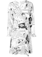 Diane Von Furstenberg Newspaper Print Wrap Dress - White