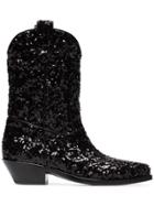 Dolce & Gabbana Gaucho 40 Sequined Cowboy Boots - Black