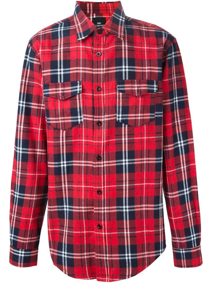 Les (art)ists Tartan 'kanye 77' Shirt, Men's, Size: Xl, Red, Cotton