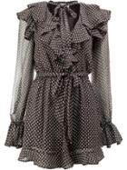Zimmermann Frill Trim Polka Dot Playsuit - Black