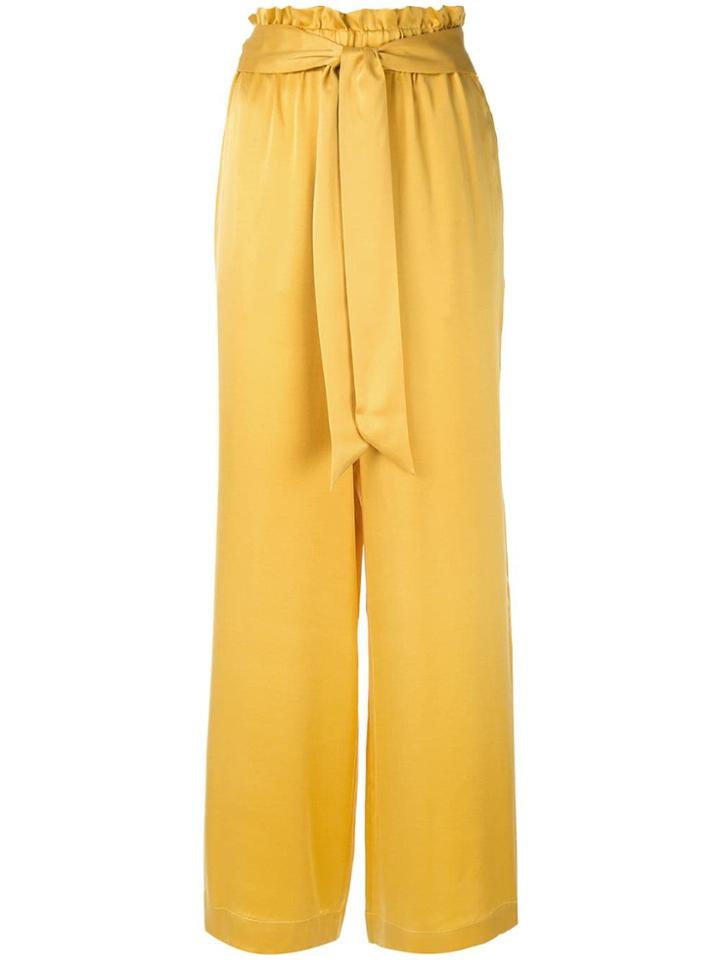 Asceno Satin Palazzo Pants - Yellow