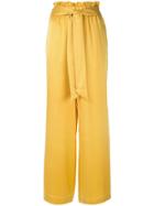 Asceno Satin Palazzo Pants - Yellow