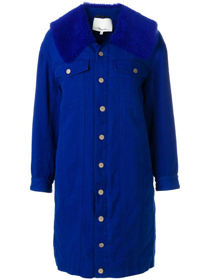 3.1 Phillip Lim Sherpa-lined Denim Coat - Blue