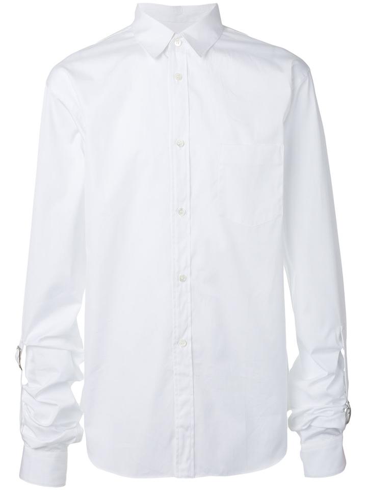 Comme Des Garçons Shirt Buckle Detail Poplin Shirt, Men's, Size: Medium, White, Cotton