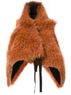 Ann Demeulemeester Fur Waistcoat, Women's, Size: Medium, Yellow/orange, Cotton/rayon/goat Fur